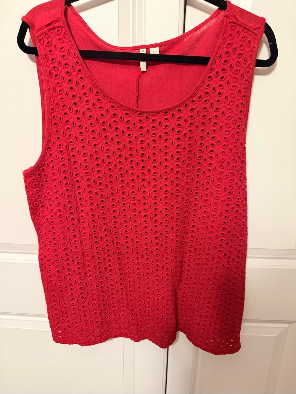 Cato Red Eyelet Sleeveless Tank Top